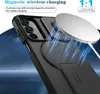 A black phone case is shown with a wireless charger, highlighting magnetic attraction and charging capabilities. Náhled obrázku produktu