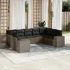 9-tlg. Garten-Sofagarnitur mit Kissen Grau Poly Rattan Produktbild-Vorschau 2