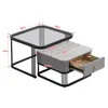 Couchtisch 60x60x42+50x50x34 cm Stapelbarer 2er-Set Produktbild-Vorschau 9