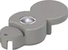 A single, gray, solar-powered garden light with a unique, rounded shape. Produktbild-Vorschau