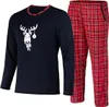 Schlafanzug Herren Lang Pyjama Baumwolle Zweiteiliges Set Produktbild-Vorschau 3