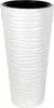 A tall, white, cylindrical planter with a textured wavy pattern. Náhľad obrázku produktu