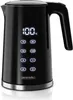 A black electric kettle with a digital display and temperature controls is shown against a white background. Produktbild-Vorschau