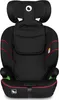 A black child car seat with red and green trim, shown from the front. Náhľad obrázku produktu