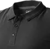 A close-up view of a black polo shirt, focusing on the collar and buttons. Produktbild-Vorschau