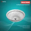 A decorative washbasin is shown against a teal background with abstract wavy lines and text overlays. Produktbild-Vorschau