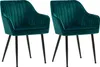 Two teal velvet chairs with black metal legs are shown against a white background. Produktbild-Vorschau