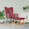 Hochwertig Schaukelstuhl mit Hocker Stoff Weinrot 327630 Produktbild-Vorschau 1
