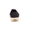 The back view of a navy blue Superga sneaker with a white sole. Produktbild-Vorschau