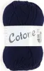 A ball of dark blue yarn with a label wrapped around it. Produktbild-Vorschau