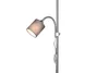 A close-up studio shot of a silver floor lamp with a gray fabric shade. Náhľad obrázku produktu