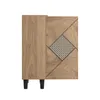 A side view of a wooden shoe cabinet with a diamond-shaped rattan insert. Anteprima dell’immagine prodotto