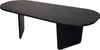 A black oval coffee table with two pedestal legs, shown from a side angle against a white background. Voir les images du produit