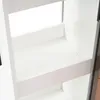 A close-up view of the interior of a white shelf unit. Produktbild-Vorschau