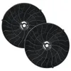 Two round black charcoal filters for a range hood are shown against a white background. Produktbild-Vorschau