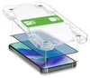 An exploded view showing a phone screen protector being applied with a template. Produktbild-Vorschau