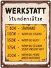 Werkstatt Stundensätze Metallschild in 15x20 cm Produktbild-Vorschau 1