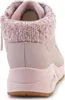 A close-up rear view of a pink Skechers sneaker with a knitted cuff. Anteprima dell’immagine prodotto