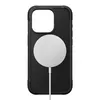 A black iPhone case with a white circular MagSafe charger attached, connected by a white cable. Anteprima dell’immagine prodotto