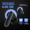 A dark background with graphics and text promoting black wireless earbuds. Produktbild-Vorschau