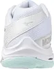 The back view of a white Mizuno Wave Voltage 2 W volleyball shoe. Produktbild-Vorschau