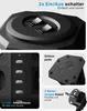 A collage of close-up shots showcasing the features of a black power strip. Produktbild-Vorschau