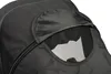 A close-up view of a black stroller canopy with a mesh window. Voir les images du produit