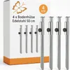 4x Bodenhülse Edelstahl 50 cm Fixierschraube für Camping Produktbild-Vorschau 1