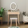 Puluomis Coiffeuse avec éclairage LED miroir ovale,tabouret Voir les images du produit 1