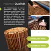 A collage of images and text promoting a high-quality willow mat product. Produktbild-Vorschau