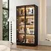 Schwarze Vitrine 80x40x160cm, 2 Glastüren & 3-farbiger Produktbild-Vorschau 1