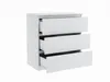 A white chest of drawers with three drawers partially open, set against a white background. Produktbild-Vorschau