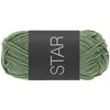 A ball of green yarn with a black label. Produktbild-Vorschau
