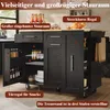A kitchen island cart with various storage compartments and a fold-out countertop, shown in a kitchen setting. Produktbild-Vorschau