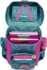 An open Scout school backpack with its contents visible. Náhled obrázku produktu