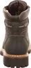 The back view of a black leather boot with a thick sole. Voir les images du produit