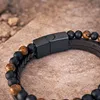 Herren  Armband mit matten schwarzen Steinen und Produktbild-Vorschau 2