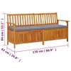 Truhenbank mit Kissen,, Parkbank, 170 cm Massivholz Akazie Produktbild-Vorschau 8