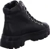A black leather high-top boot with a thick sole, shown from the side. Voir les images du produit