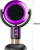A product shot of a purple and black fan with a gold accent on a white background. Produktbild-Vorschau