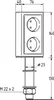 A technical drawing of a vertical double electrical outlet with dimensions. Produktbild-Vorschau