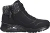A black Skechers high-top sneaker with a gray knit collar and a clear sole detail. Voir les images du produit