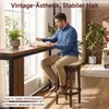 Barhocker Holz drehbar, gepolstert, Retro Design mit Nieten Produktbild-Vorschau 3