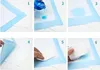 A collage of six images showing the steps of using a pet hygiene pad. Produktbild-Vorschau