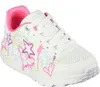A single white sneaker with colorful graffiti-style drawings of stars and hearts. Voir les images du produit