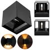A collage of images showing a black cube-shaped outdoor wall light from different angles and in different lighting conditions. Náhľad obrázku produktu