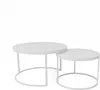 Two nesting coffee tables with round tops and metal frames, presented on a white background. Voir les images du produit