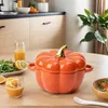 Herbstliche Kürbis-Keramikschüssel mit Deckel, mikrowellen- Produktbild-Vorschau 2