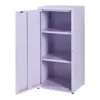 A light purple metal cabinet with its door open, showing three shelves inside. The cabinet is presented against a plain white background. Voir les images du produit