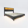 Merax Abgehängtes Polsterbett 140x200cm mit LED Produktbild-Vorschau 9
